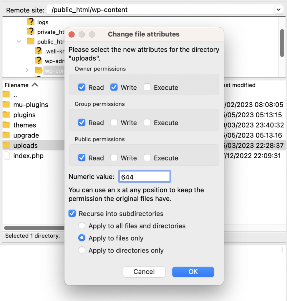 change-uploads-file-permissions