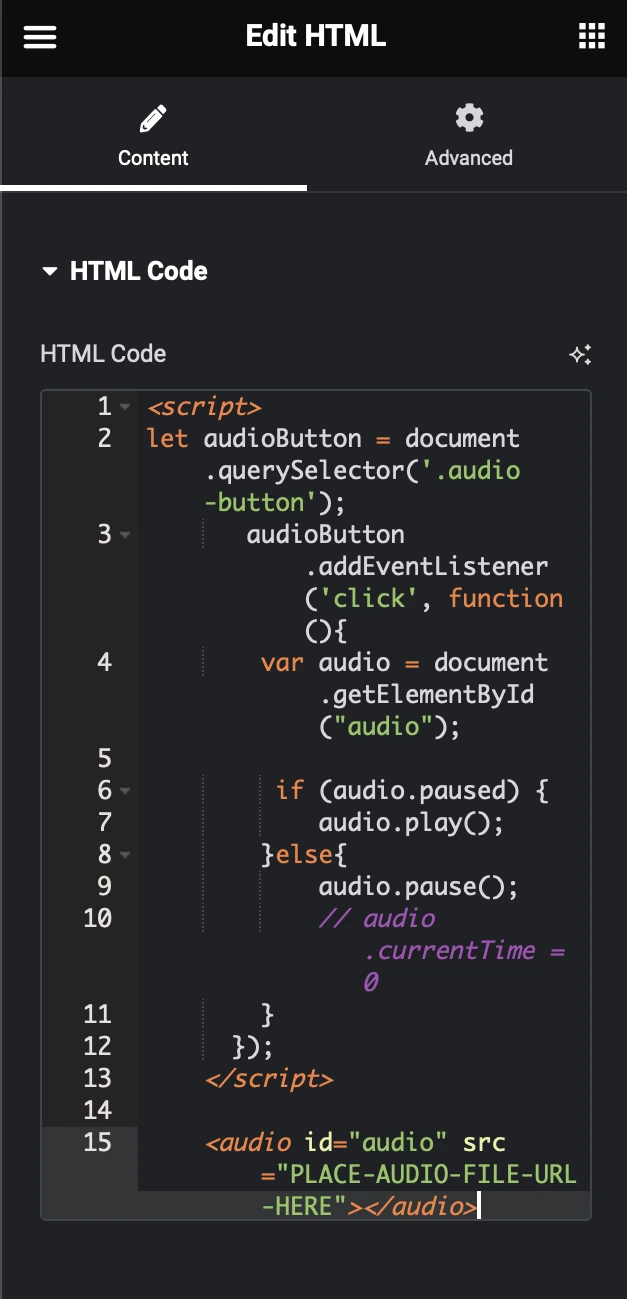 html-code-audio-click
